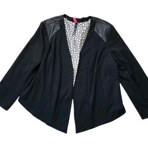 Pure Energy High Low Open Front Blazer Black Pleather Trim Womens Juniors Sz 3